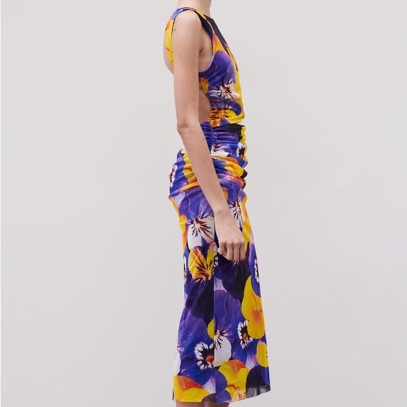 ZARA OPEN BACK PRINTED TULLE DRES - Picture 7 of 11